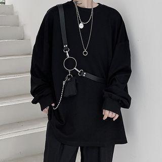 Long-sleeve Plain Belt Sweatshirt