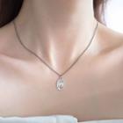 925 Sterling Silver Chinese Characters Tag Pendant Necklace