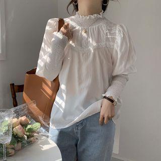 Ruffle Collar Lace Panel Blouse