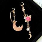 Non-matching Moon & Planet Drop Earring 1 Pair - As Shown In Figure - One Size