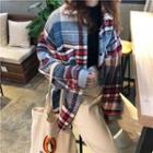 Color-block Check Long-sleeve Loose-fit Jacket