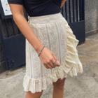 Frilled-hem Wrap Lace Skirt
