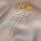 Butterfly Alloy Fringed Earring 1 Pair - Yellow & Off-white - One Size