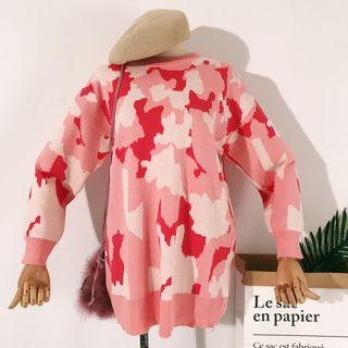 Leopard Print Sweater Pink - One Size