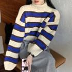 Striped Turtleneck Cropped Sweater