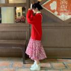 Long-sleeve T-shirt / Sweater / Floral-print Midi Dress