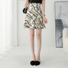 Patterned High-waist Mini A-line Skirt
