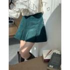 High-waist Corduroy A-line Pleated Mini Skirt