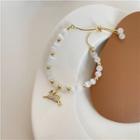 Deer Cat Eye Stone Bracelet 1 Piece - Gold & White - One Size