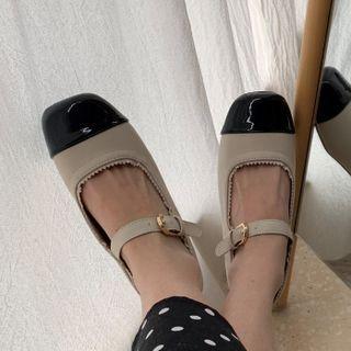 Two Tone Low-heel Mary Jane Shoes