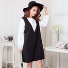 Mock Two-piece Lantern Sleeve Dress