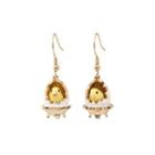 Fashion Cute Plated Gold Enamel Eggshell Chicken Earrings Golden - One Size