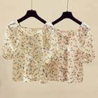 Floral V-neck Loose-fit T-shirt