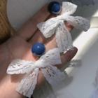 Lace Bow Resin Bead Dangle Earring 1 Pair - Earring - Blue & White - One Size