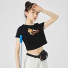 Short-sleeve Orange Print Cropped T-shirt