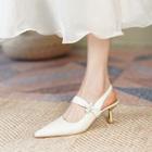 Faux Pearl Pointed Mary Jane Slingback Pumps