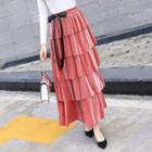 Maxi Layered Velvet Skirt