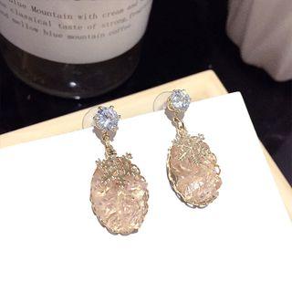 Rhinestone Faux Crystal Dangle Earring Pink Steel Earring - One Size