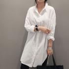 Long-sleeve Cotton Shirtdress White - One Size