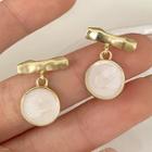 Disc Alloy Dangle Earring 1 Pair - Stud Earring - S925 Silver Needle - Gold - One Size