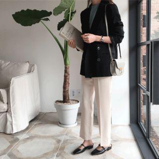 Double-breasted Plain / Checked Blazer