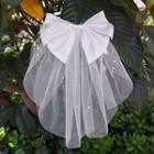 Mesh Bow Clip-on Headpiece White - One Size