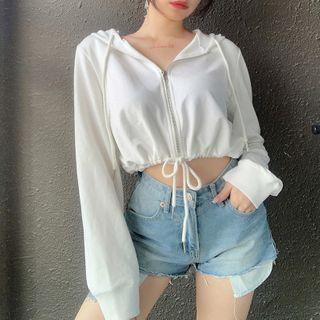 Long-sleeve Plain Light Cropped Jacket