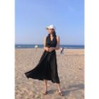 Crisscross-back Long Sundress Black - One Size