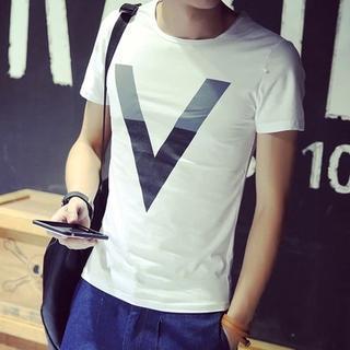 Short-sleeve V Print T-shirt