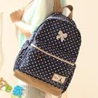 Bow-accent Polka Dot Canvas Backpack