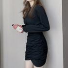 Crew-neck Long-sleeve Mini T-shirt Dress