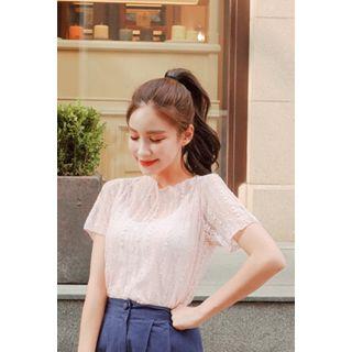 Ribbon-back Lace Blouse