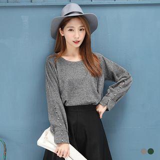 Tweed Buttoned Sleeved Top