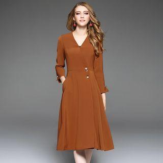V-neck A-line Coat