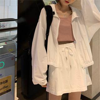 Set: Zip-up Jacket + Drawstring Shorts