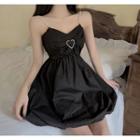 Spaghetti Strap Heart Accent A-line Dress
