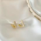 Geometric Alloy Earring 1 Pair - Gold & White - One Size