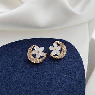 Rhinestone Moon Acrylic Flower Earring