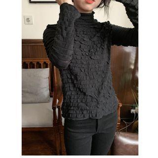 Long-sleeve Ruffled Turtleneck Top
