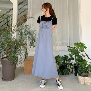 Shirred Overall Dress