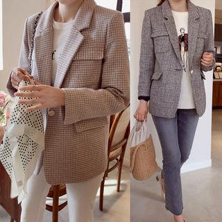 Pocket-detail Houndstooth Jacket