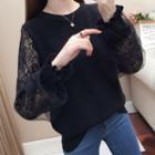 Lace Panel Bell-sleeve Knit Top