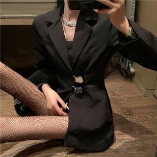 Buckled Blazer / Rhinestone Fishnet Tights