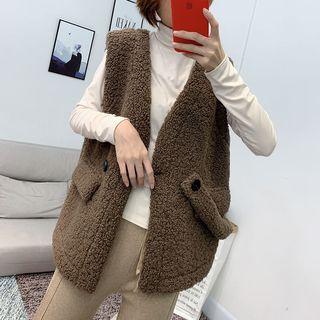 Faux Shearling Single-buttoned Vest
