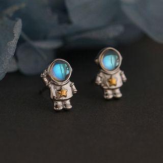 Astronaut Sterling Silver Earring 1 Pair - Silver - One Size