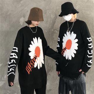 Flower Print Long Sleeve Sweater