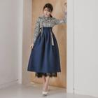 Modern Hanbok Maxi Skirt In Navy Blue Navy Blue - One Size