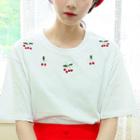Cherry-embroidered Cotton T-shirt