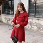 Round-neck Ruffle Panel Knit Dress