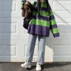 Striped Sweater Sweater - Green & Purple - One Size